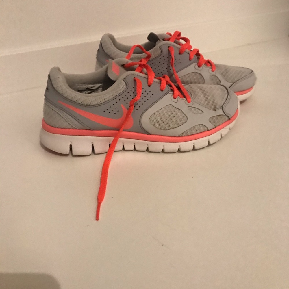 Grey and hot pink Nike’s